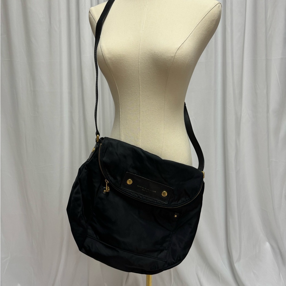 Marc By Marc Jacobs Black Crossbody Bag with Gold Hardware and Slouchy Shape
